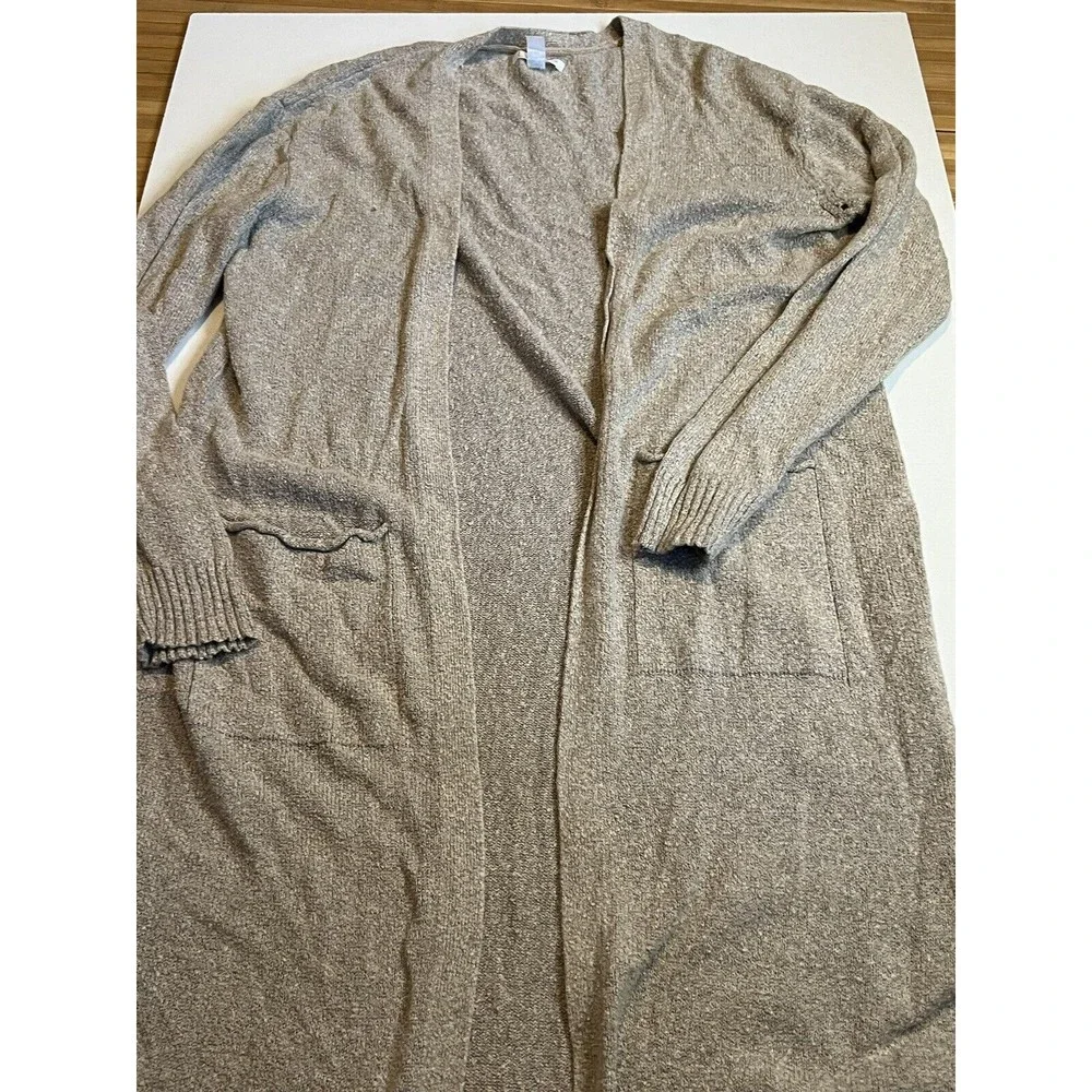 LEITH WOMENS LONG LINE CARDIGAN SWEATER‎ SIZE SMALL POCKETS COTTON Flawed